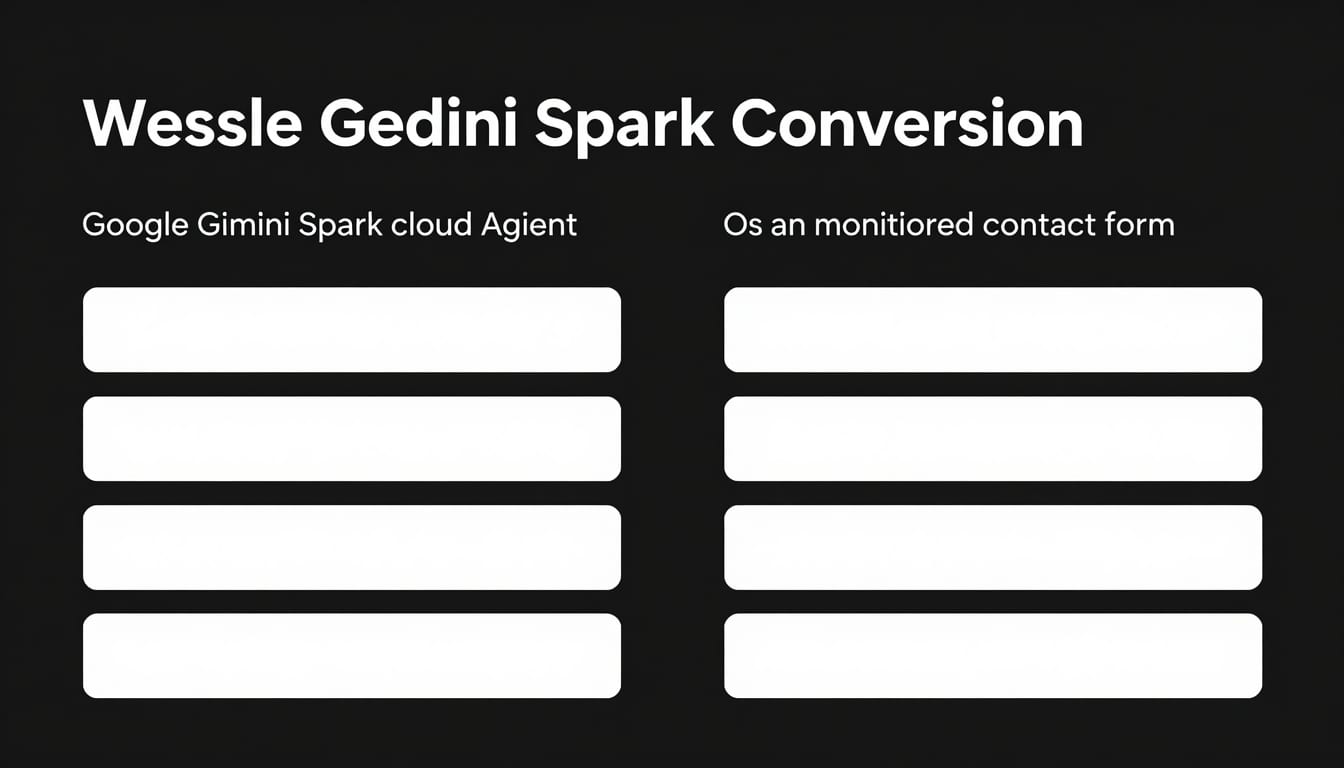Diagram illustrating after-hours website visitor conversion using Google Gemini Spark cloud agent vs an unmonitored contact form