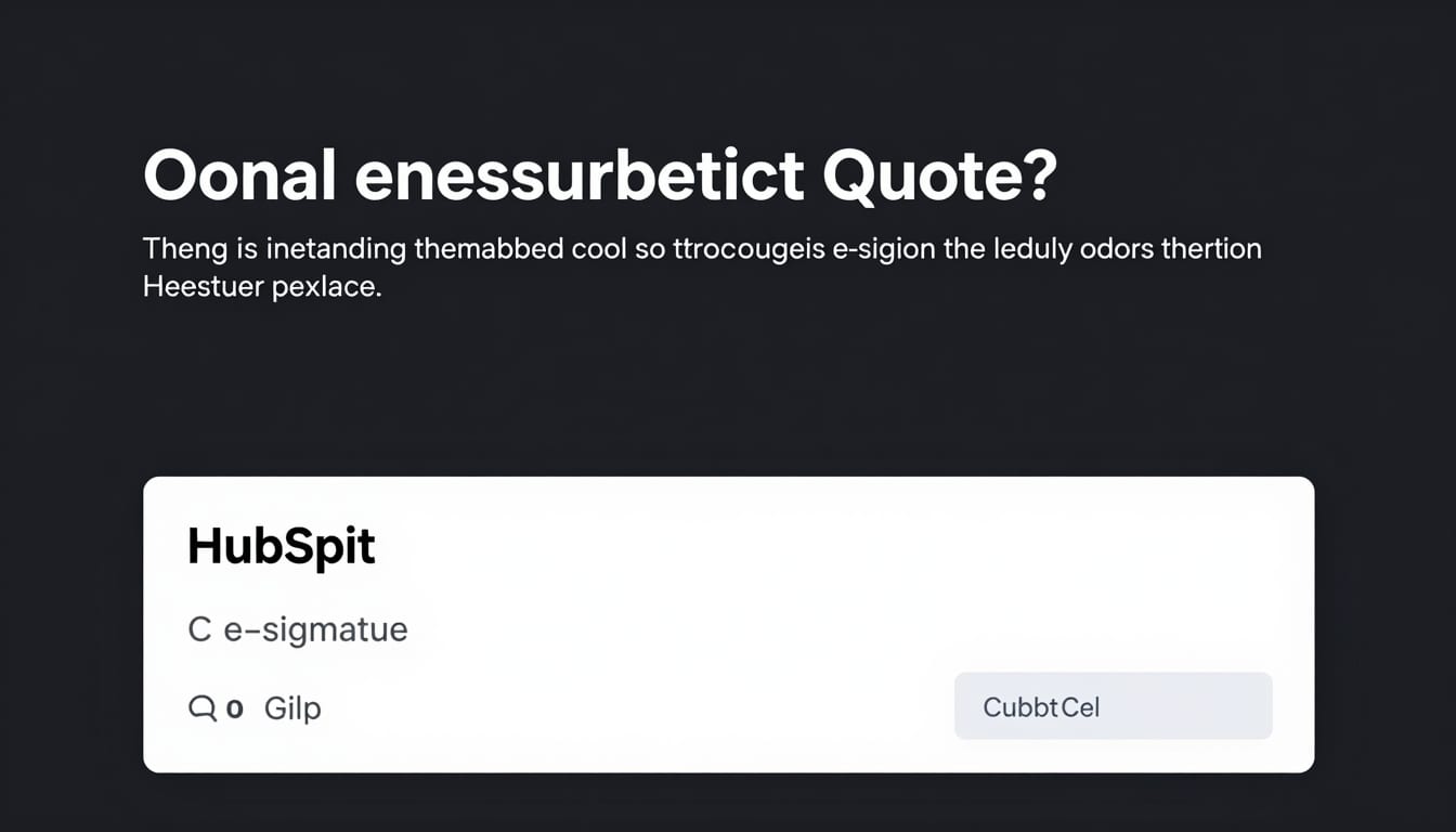Screenshot mockup of an interactive HubSpot quote with embedded e-signature and credit card checkout fields