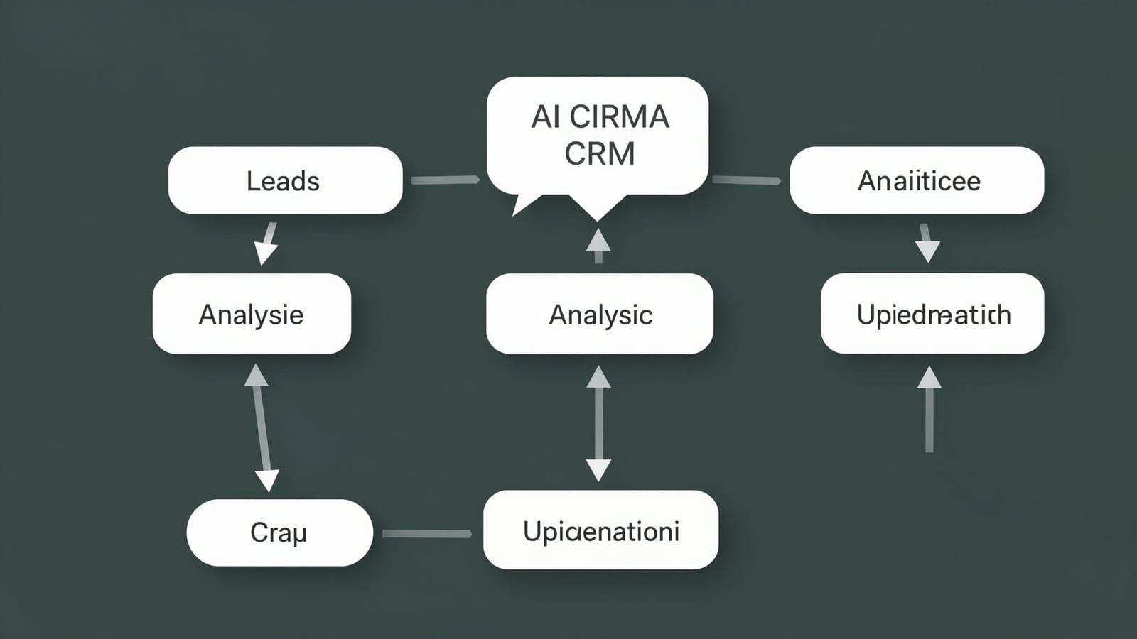 Diagram illustrating an autonomous AI CRM capturing leads, analyzing conversations, and updating pipeline stages automatically