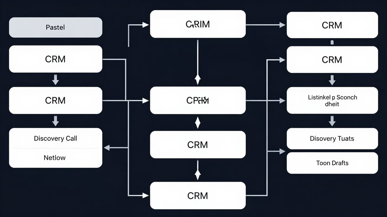 Flowchart demonstrating how AI models parse discovery call audio into CRM line-item quotes and contract drafts