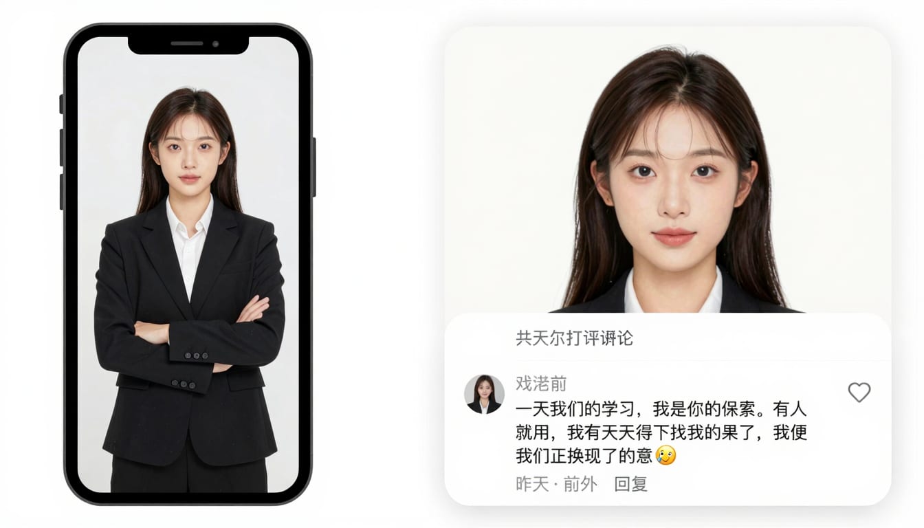 Side-by-side comparison of an unedited mobile job photo versus an AI-generated branded social post with customer review overlay